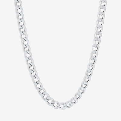 Made in Italy 10K White Gold 14K White Gold 22 Inch Semisolid Curb Chain Necklace