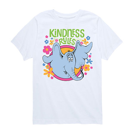 Big Girls Round Neck Short Sleeve Dr. Seuss Graphic T-Shirt, Large, White