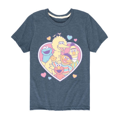 Big Girls Round Neck Short Sleeve Sesame Street Graphic T-Shirt