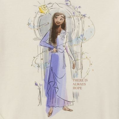 Disney Collection Little & Big Girls Crew Neck Long Sleeve Wish Graphic T-Shirt