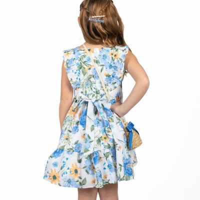 Rare Editions Little & Big Girls Sleeveless Flutter Sleeve A-Line Dress