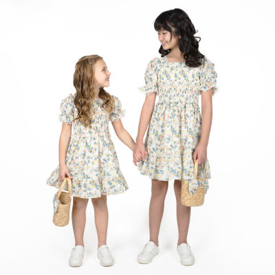 Rare Editions Little & Big Girls Short Sleeve Puffed A-Line Dress