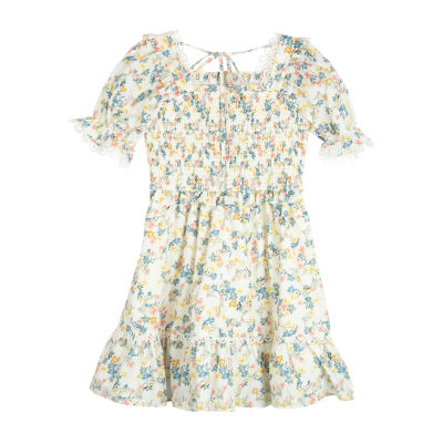 Rare Editions Little & Big Girls Short Sleeve Puffed Sleeve A-Line Dress