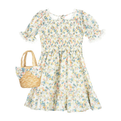 Rare Editions Little & Big Girls Short Sleeve Puffed Sleeve A-Line Dress