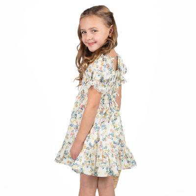 Rare Editions Little & Big Girls Short Sleeve Puffed Sleeve A-Line Dress