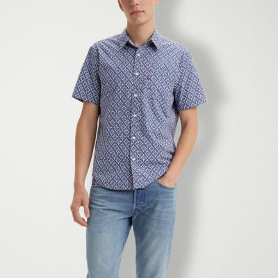 Levi's® Mens Classic Fit Short Sleeve Diamond Print Button-Down Shirt
