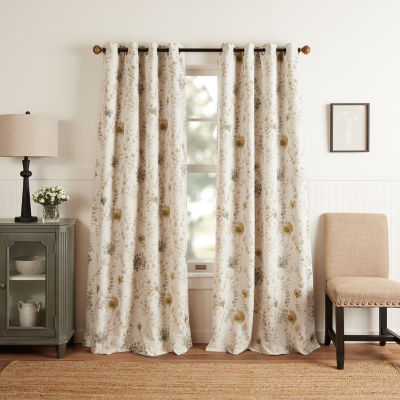 Martha Stewart Westchester Print Grommet Top Blackout Single Curtain Panels
