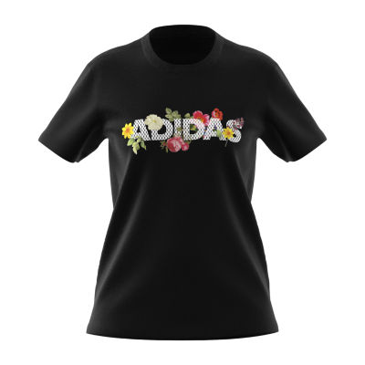 adidas Womens Crew Neck Short Sleeve Regular Fit Graphic T-Shirt