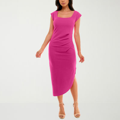 Premier Amour Short Sleeve Midi Sheath Dress