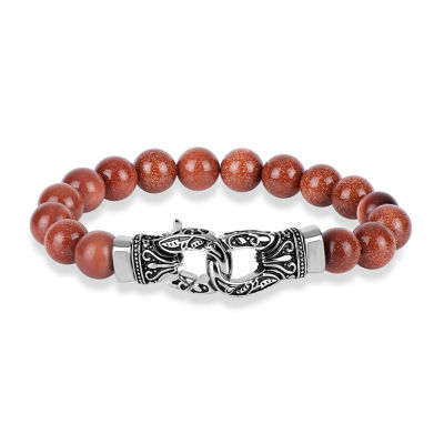 Mens Stainless Steel Goldtoned Beaded Bracelet JCPenney