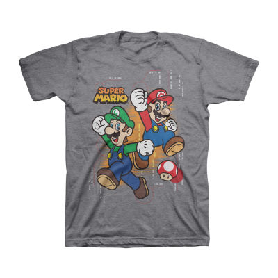 Little & Big Boys Crew Neck Short Sleeve Super Mario Graphic T-Shirt ...