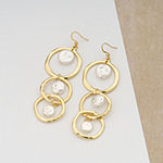 Bold Elements Simulated Pearl Round Drop Earrings