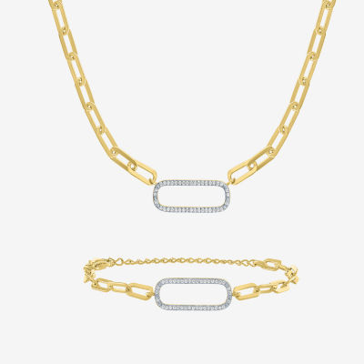 Womens 1/4 CT. T.W. Natural White Diamond 14K Gold Over Silver 2-pc. Jewelry Set