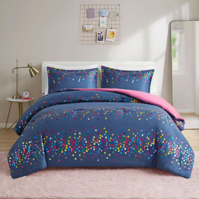 Intelligent Design Cora Rainbow Iridescent Metallic Dot Comforter Set With Sham