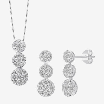 Diamond Blossom (H-I / I1) 1 1/2 CT. T.W. Lab Grown White Diamond 10K White Gold Round 2-pc. Jewelry Set