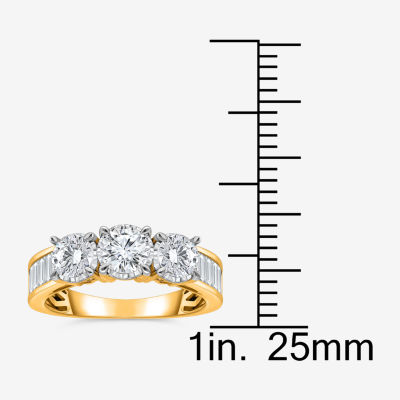 Love Lives Forever (I / I1) Womens 2 CT. T.W. Lab Grown White Diamond 10K Gold Side Stone 3-Stone Engagement Ring