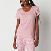 Ambrielle Womens Lightweight Pink Palm Stripe Pajamas Tank Top