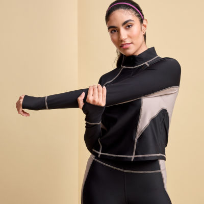 Xersion EverContour+ Womens Mock Neck Long Sleeve Active Quarter-Zip