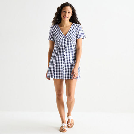 Forever 21 Womens Juniors V Neck Short Sleeve Babydoll Dress