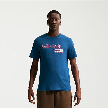 Nike Just Do It Mens Crew Neck Short Sleeve T-Shirt, Large, Blue