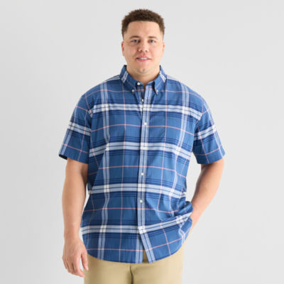 St. John's Bay Performance Mens Short Sleeve Classic Fit Big and Tall Button-Down Shirt