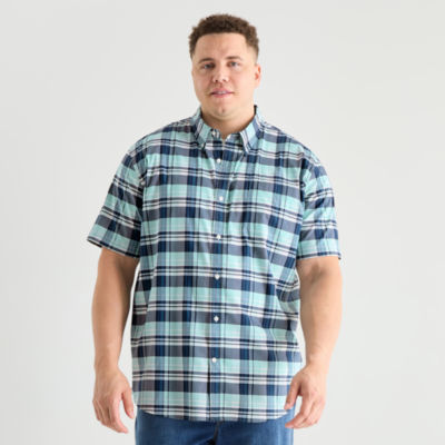 St. John's Bay Performance Mens Short Sleeve Classic Fit Big and Tall Button-Down Shirt