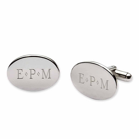 Personalized Oval Cuff Links, One Size, White