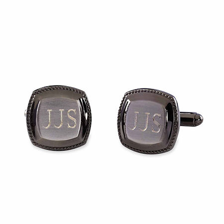 Gun Metal Cushion Cuff Links W/ Brushed Top, One Size, Gray