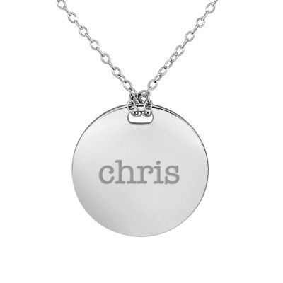 Personalized Sterling Silver 19mm Round Name Pendant Necklace, Color ...