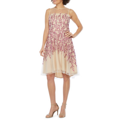 J taylor sleeveless embroidered sale floral fit & flare dress