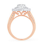 Womens 1 1/2 CT. T.W. Genuine White Diamond 10K Rose Gold Pear Halo Engagement Ring