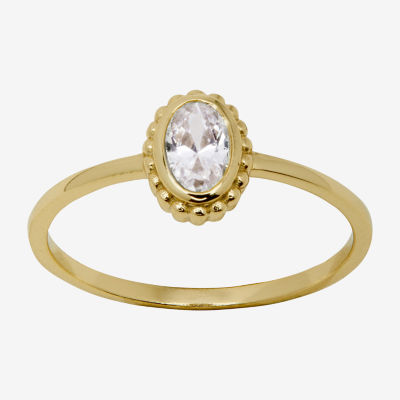 Silver Treasures Cubic Zirconia 14K Gold Over Silver Delicate Band