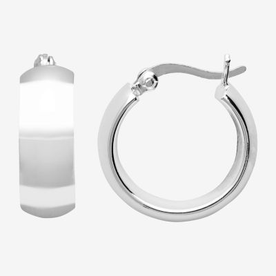 Silver Reflections Pure Silver Over Brass Hoop Earrings