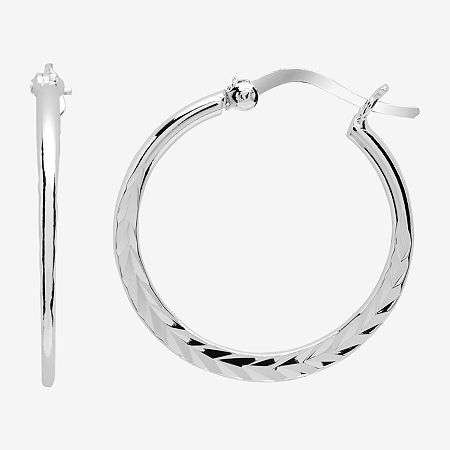 Silver Reflections Pure Silver Over Brass Hoop Earrings In Transparent