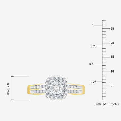 Unisex Adult 1/2 CT. T.W. Natural White Diamond 10K Gold Cushion Halo Side Stone Ring Set