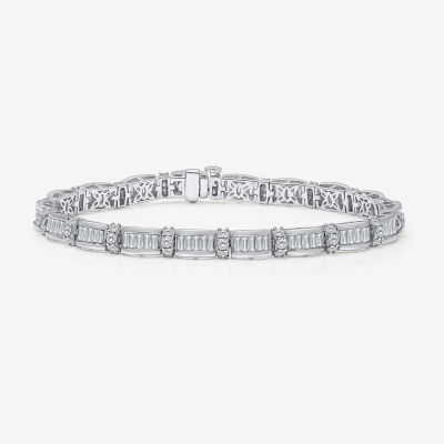 (I / I1) Womens 10K White Gold 7.25 Inch Link Bracelet