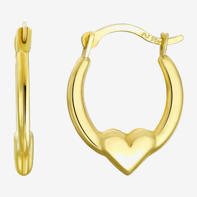 Womens 10K Gold 16mm Heart Hoop Earrings