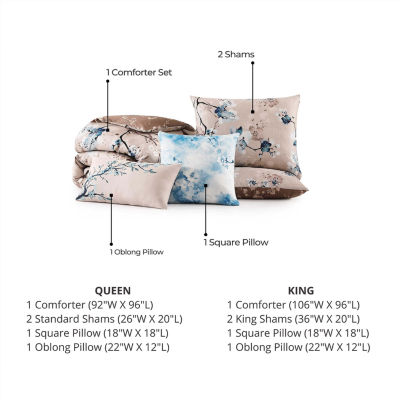 Bebejan Blue Blossom 5-pc. Midweight Reversible Comforter Set