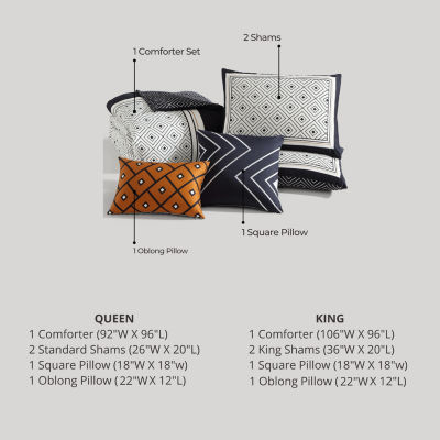 Bebejan Geometric 5-pc. Midweight Reversible Comforter Set