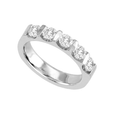 1 CT. T.W. Channel-Set Diamond Band-JCPenney, Color: White