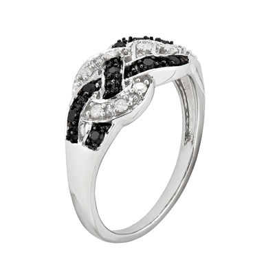 1/4 CT.T.W. Natural White and Color-Enhanced Black Diamond Loop Ring