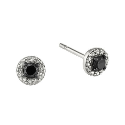 1/4 CT.T.W. Natural White and Color-Enhanced Black Diamond Sterling SIlver Stud Earrings