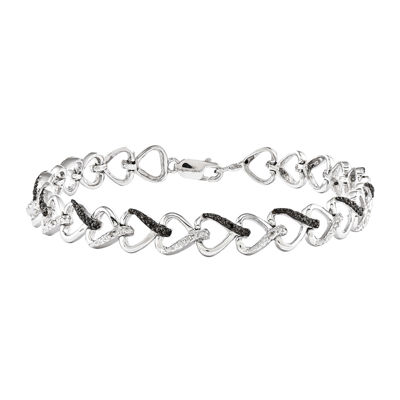 1/10 CT.T.W. Natural White and ColorEnhanced Black Diamond Sterling