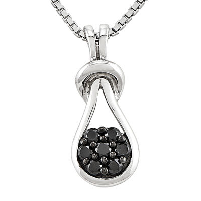 1/5 CT.T.W. Color-Enhanced Black Diamond Love Knot Pendant Necklace