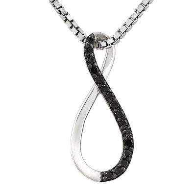 Color-Enhanced Black Diamond-Accent Sterling Silver Infinity Symbol Pendant Necklace