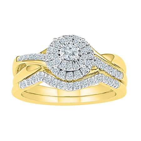 Womens 1/2 CT. T.W. Genuine White Diamond 10K Gold Bridal Set, 4