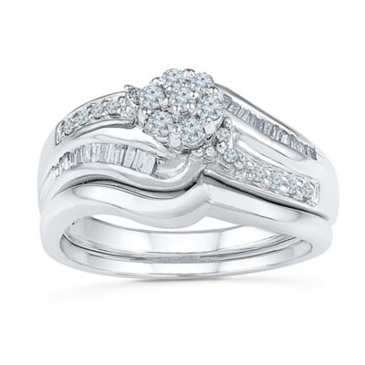 Womens 1/3 CT.T.W. Natural Diamond 10K White Gold Bridal Set