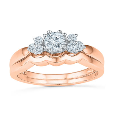 Womens 3/8 CT.T.W. Natural Diamond 10K Rose Gold Bridal Set