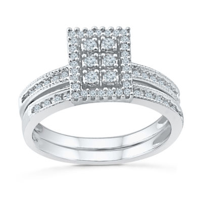 Womens 1/3 CT.T.W. Natural Diamond 10K White Gold Bridal Set