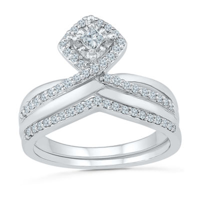 Womens 3/8 CT.T.W. Natural Diamond 10K White Gold Bridal Set